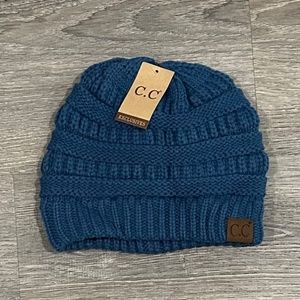 C.C Trendy Warm Chunky Soft Stretch Cable Knit Beanie Skully Dark Denim